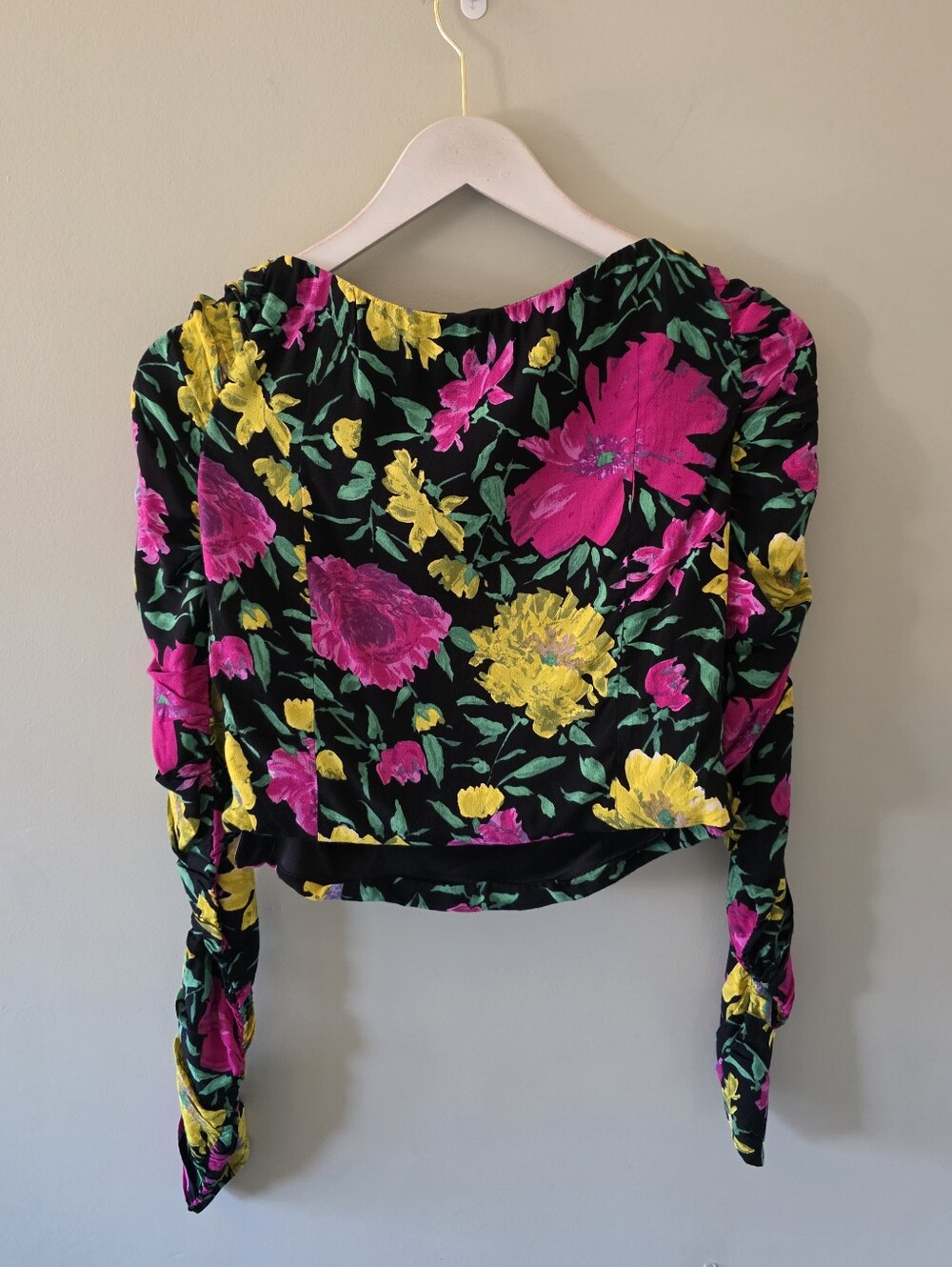 NWOT Zara M Romantic Coquette Girl Feminine Floral Ruched Sweetheart Crop Top - Picture 11 of 15